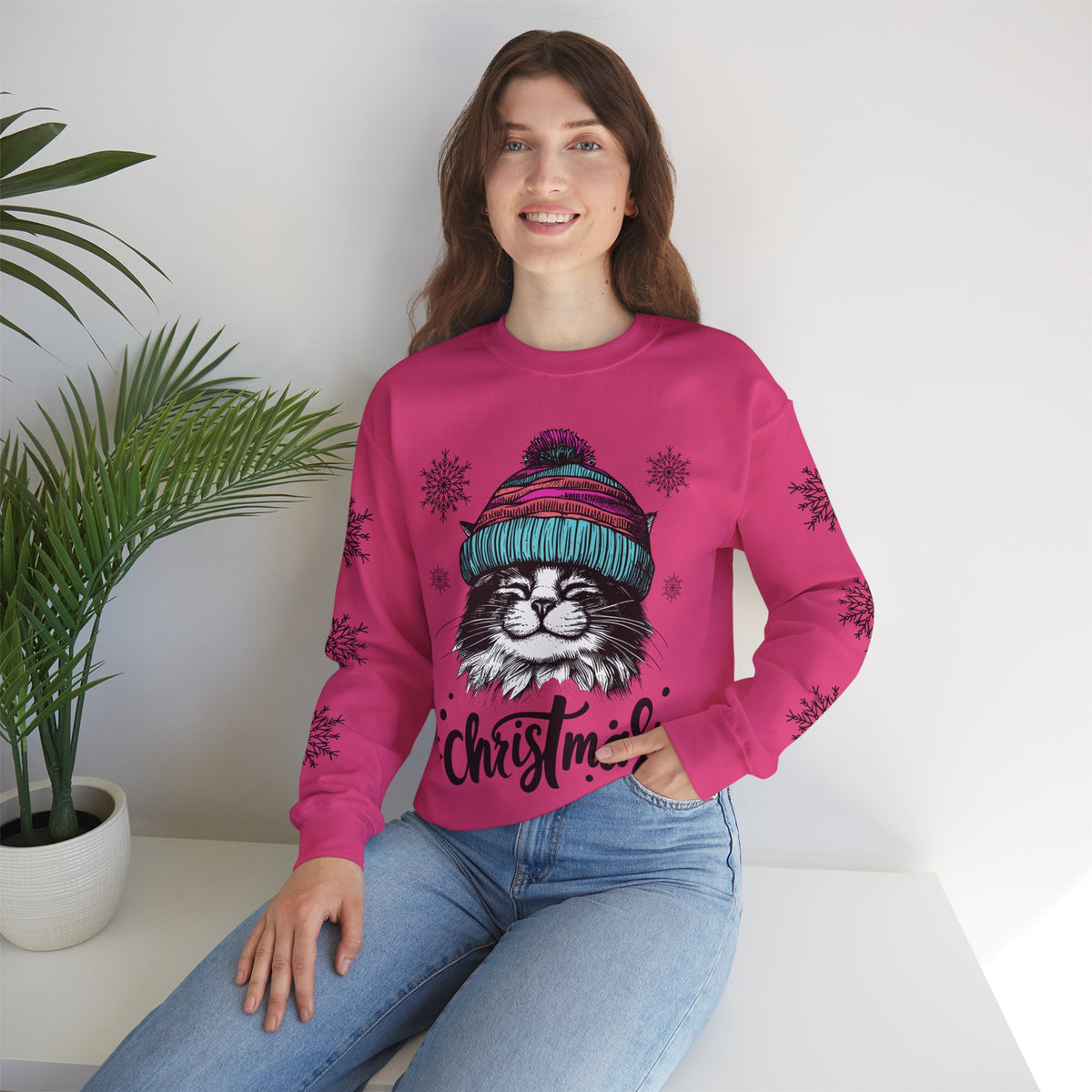 Happy Cat Sweatshirt (2 sided) - Rock Me Prints