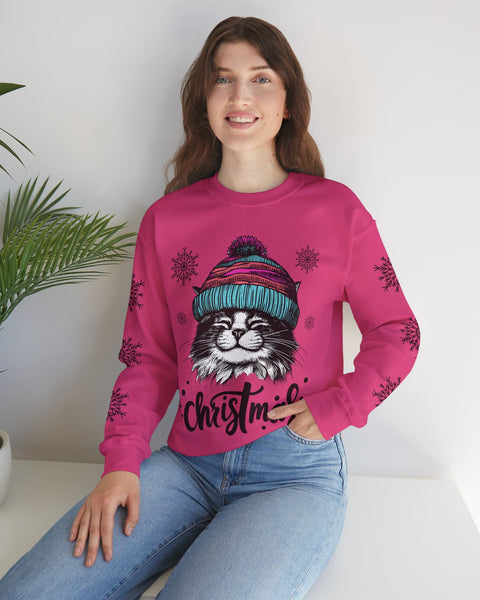 Happy Cat Sweatshirt (2 sided) - Rock Me Prints