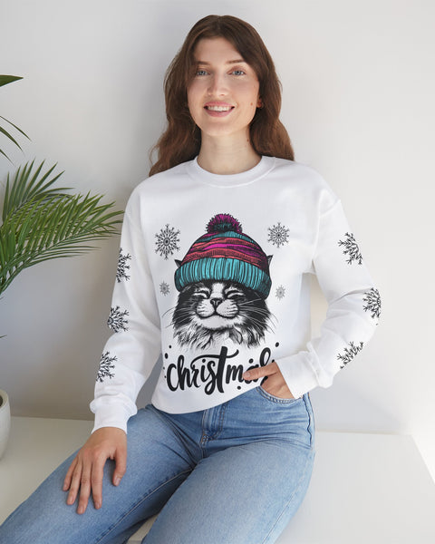 Happy Cat Sweatshirt (2 sided) - Rock Me Prints