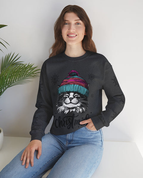 Happy Cat Sweatshirt (2 sided) - Rock Me Prints