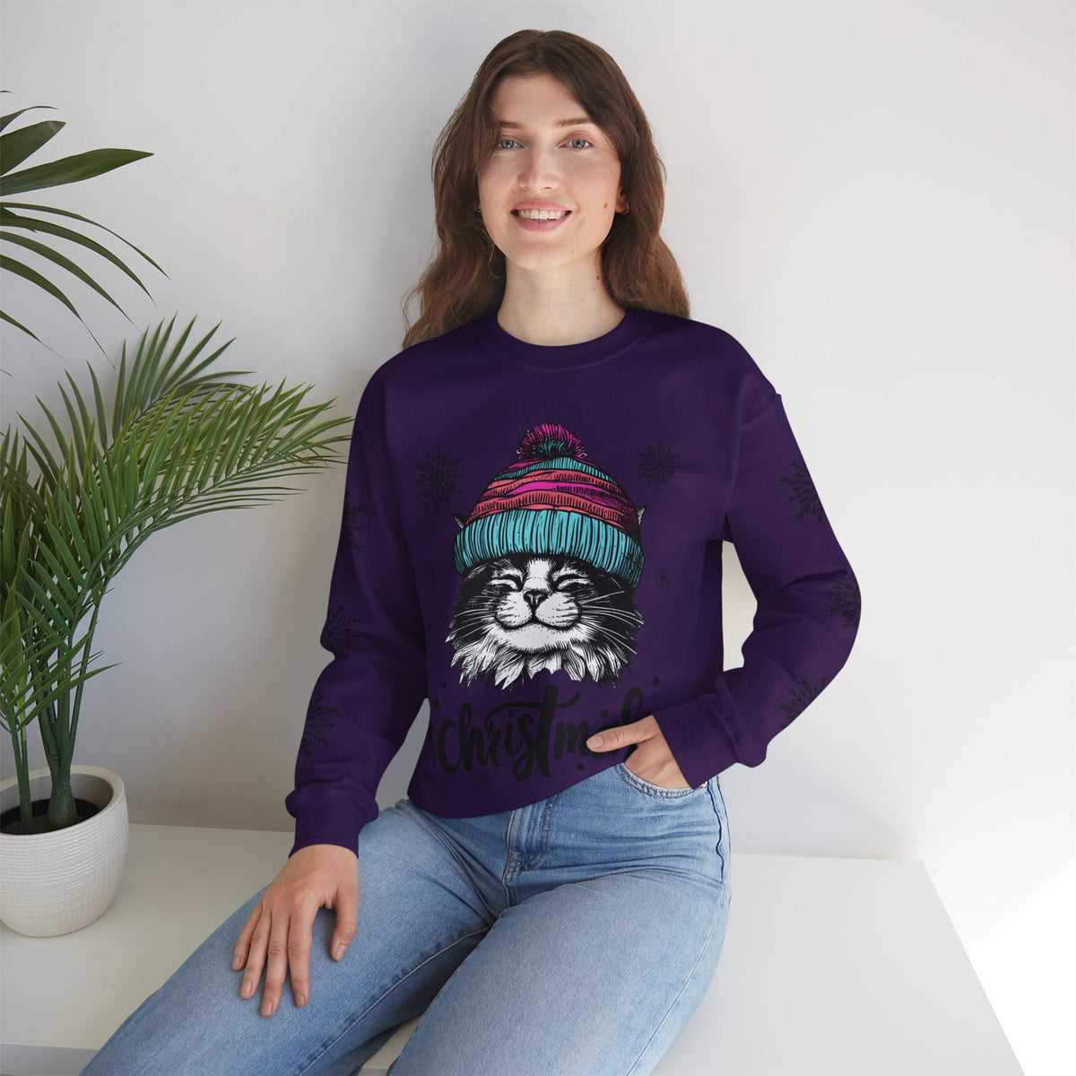 Happy Cat Sweatshirt (2 sided) - Rock Me Prints